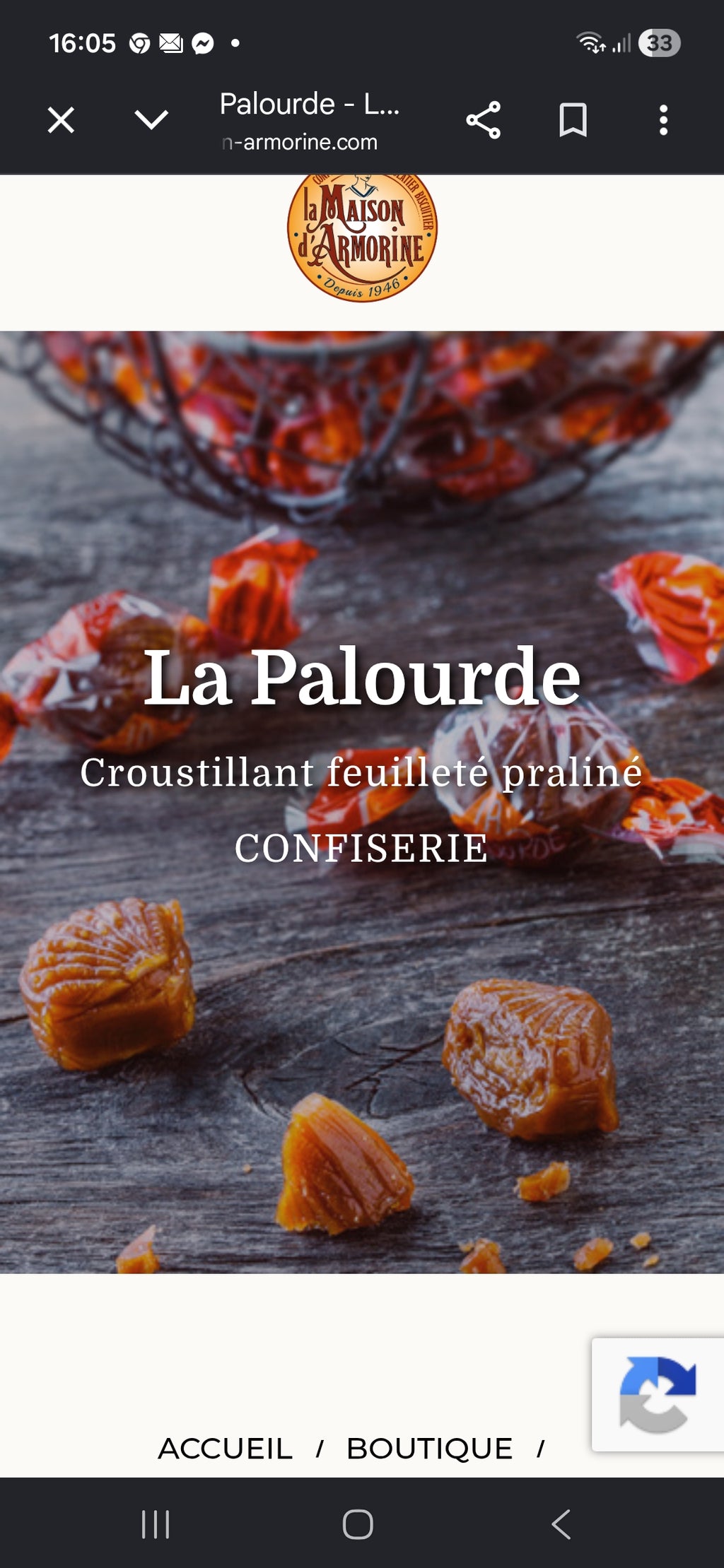 Bonbons caramels croustillants feuilleté praliné - Sachet de 125g - La Palourde